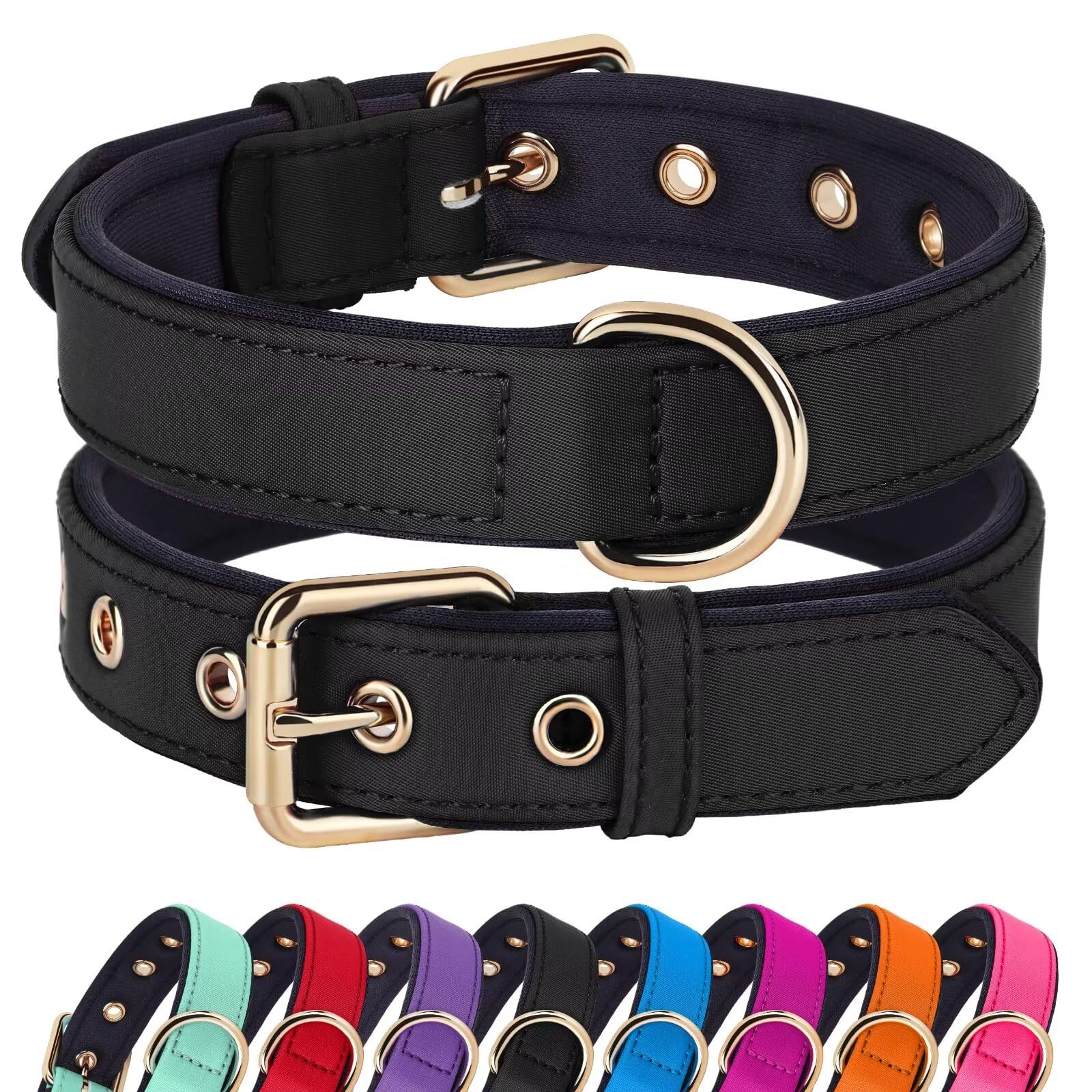 Didog Soft Padded Dog Collar Black S