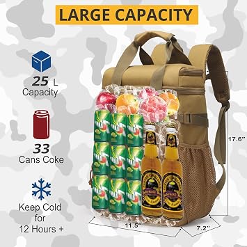 Tactical Lunch Cooler Backpack,Soft Leakproof Cooler Bag for Work | Soft Tactical Cooler Backpack ,Insulated Leakproof Wear Resistant Liner,Portable Lunch Cool Bag for Daily Office Work Picnic