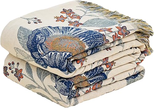Miniatura 10 de Manta grande bohemia para sofá cama, colcha de lujo ultrasuave, manta bohemia reversible 100% algodón orgánico para sofá, silla, colcha y regalo, 91