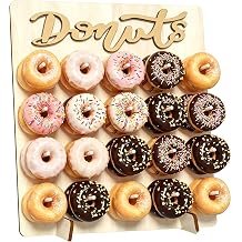 Wooden Donut Wall Display Stand Holds 20 Donuts Doughnut Peg Board Holder | Dessert Table Decoration Accessory Birthday Wedding Baby Shower Donut Party Gatherings Display Gear Indoor Celebration Events