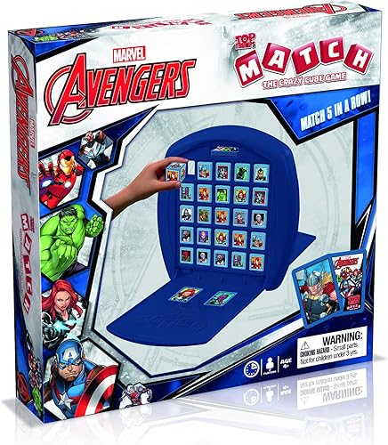 Top Trumps Marvel Avengers Match Juego de mesa, juega con el Capitán América, Iron Man, Black Widow, Thor y Loki, juego educativo de viaje, regalo y