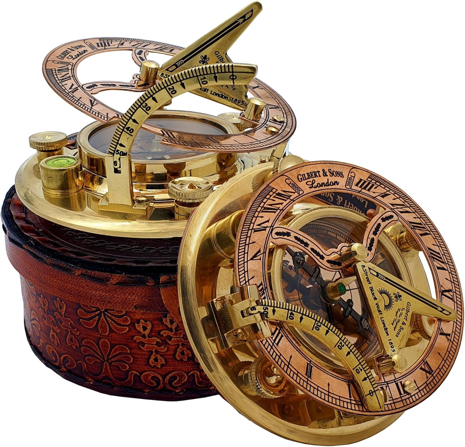 Trust in The Lord with All Your Heart -Proverbs 3: 5-6 Quote Engraved Compass with Leather Box, Sundal Compass, Gift Compass, Graduation Gifts Compass for Women Mens Boy Girls