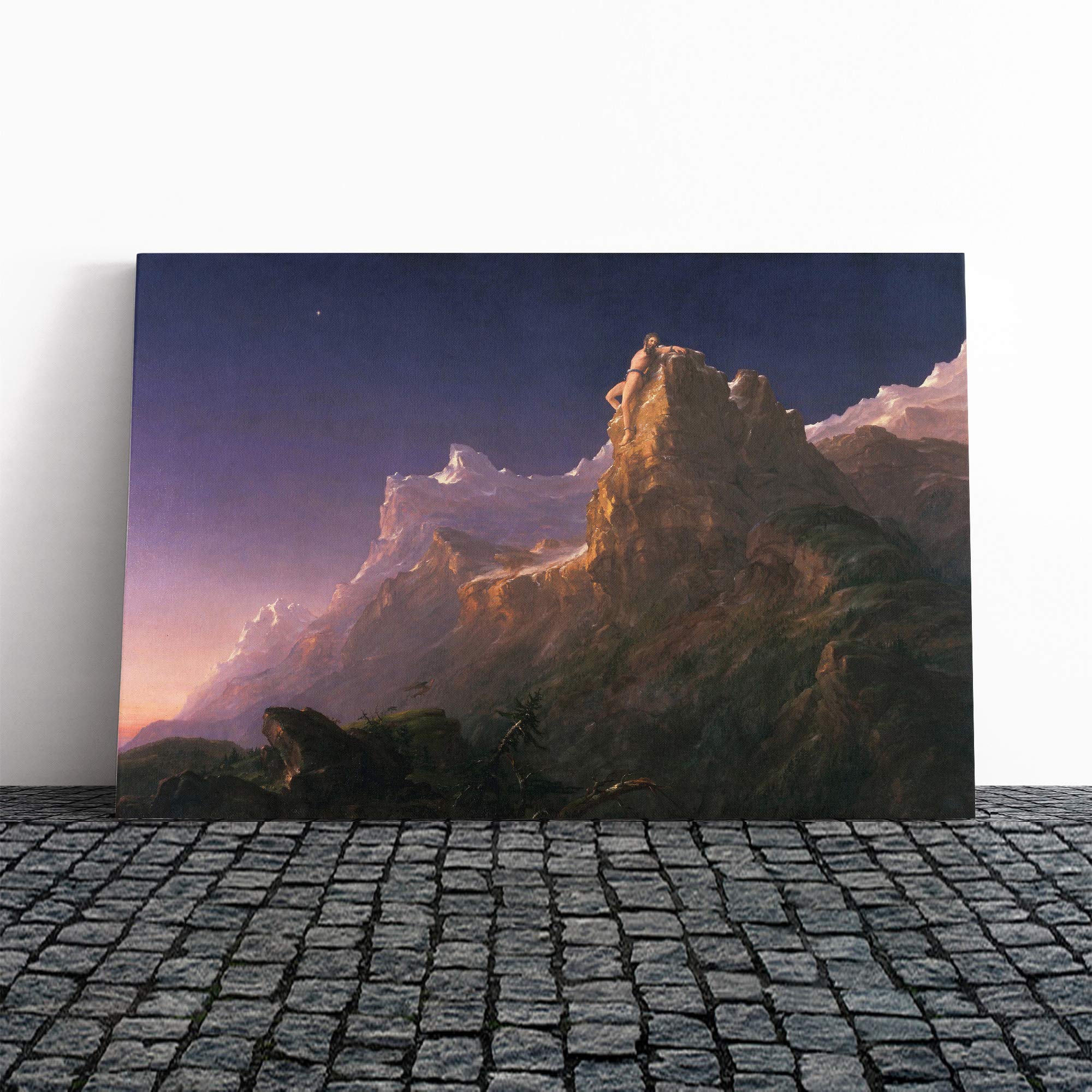 Thomas Cole Prometheus Bound Canvas Print | Gallery Wrapped 30mm Frame Wall Art | 20x14 inches | Ready to Hang | Modern Picture | Living Room Bedroom Lounge Office