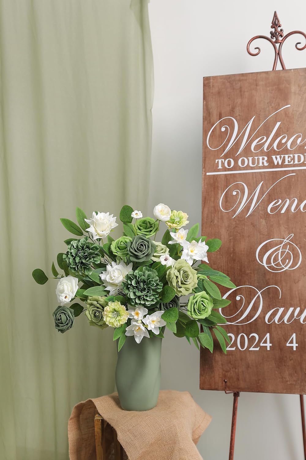 Green Artificial Flowers Combo Set Fake Flower Leaf Box with Stemst for DIY Wedding Bridal Bouquet, Centerpieces, Home Decor, Floral Arrangement Decor - Image 4