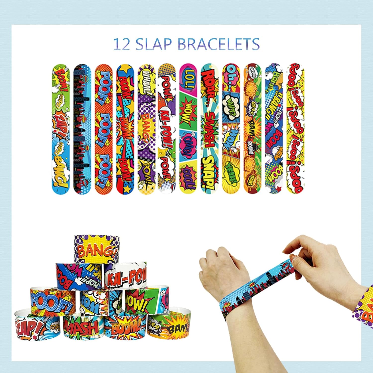 APZ 204 Pcs Party Supplies -Mask Slap Bracelets Rings Stickers Button Pin Badges and Necklaces for Party Supplies Birthday Decorations