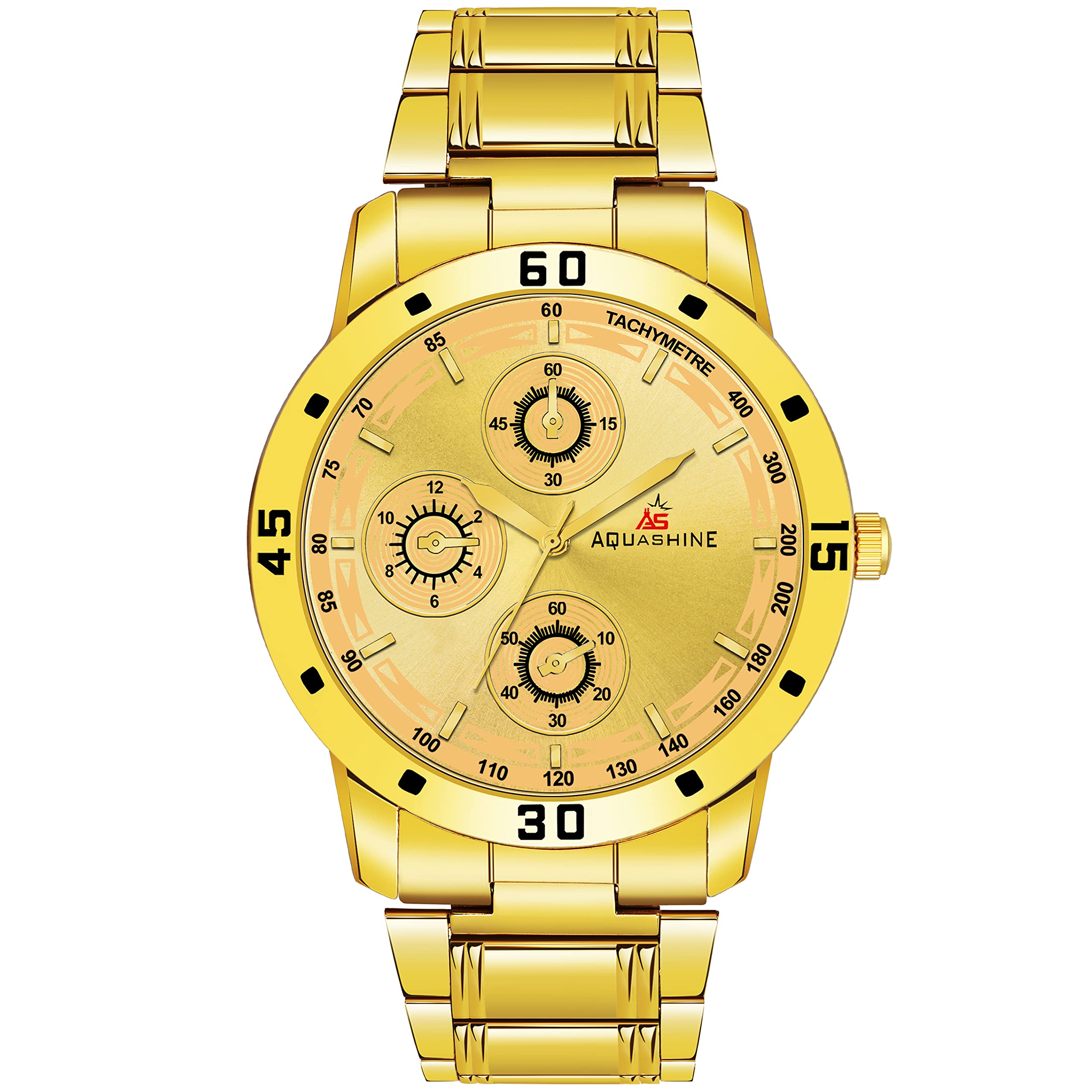 AQUASHINE AS-105 Round Golden Dial and Golden Chain Stainless Steel Analog Watch for Men and Boy (B095M9BPVN) Amazon Price History, Amazon Price Tracker