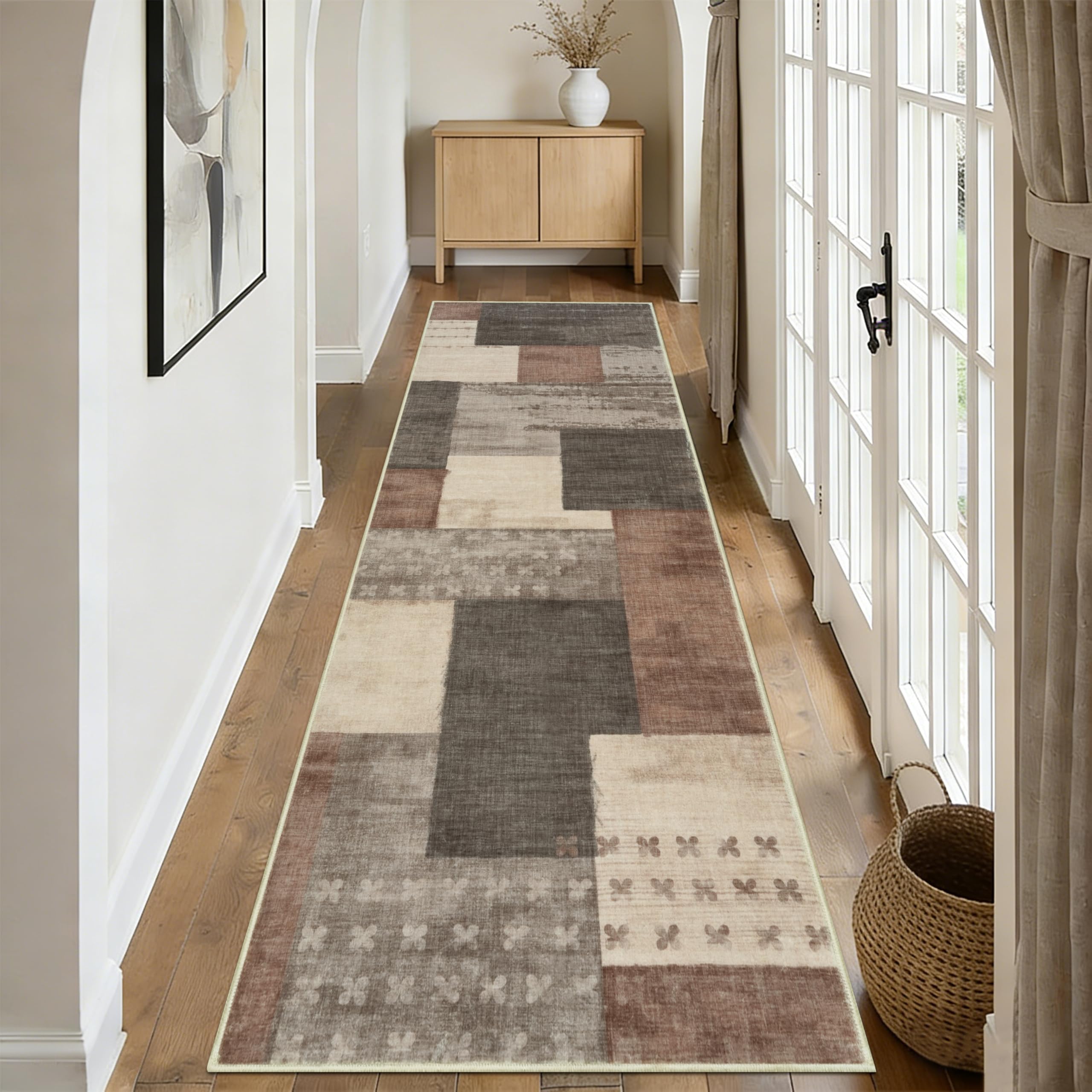 Edlbaegy Moderne Teppich läufer Beige 80x200cm Waschbarer Kü