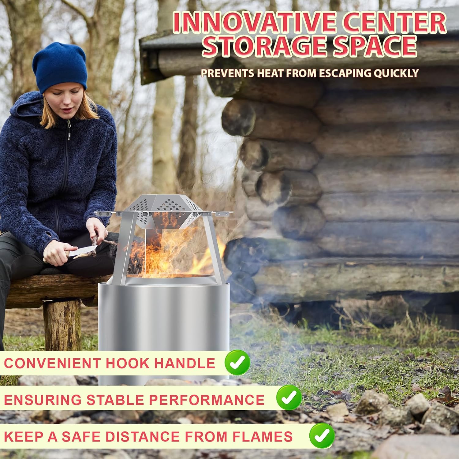 Heat Deflector for Solo Stove Ranger Accessories, Heat Diffuser for Solo Stove Ranger 15" Firepit Captures & Redirects Warmth, 304 Stainless Steel Ranger Heat Deflector with Carrying Handle & 3 Legs