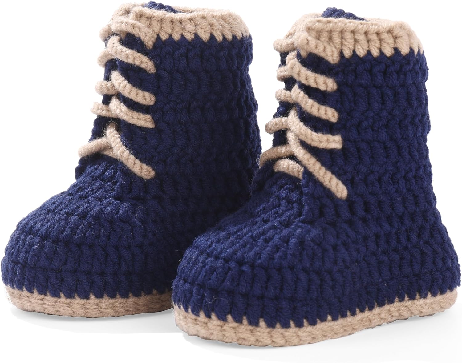 Handmade Infant Booties Crochet Baby Booties Knitted Shoes Gift for New Born Shower Annoucement (Navy)