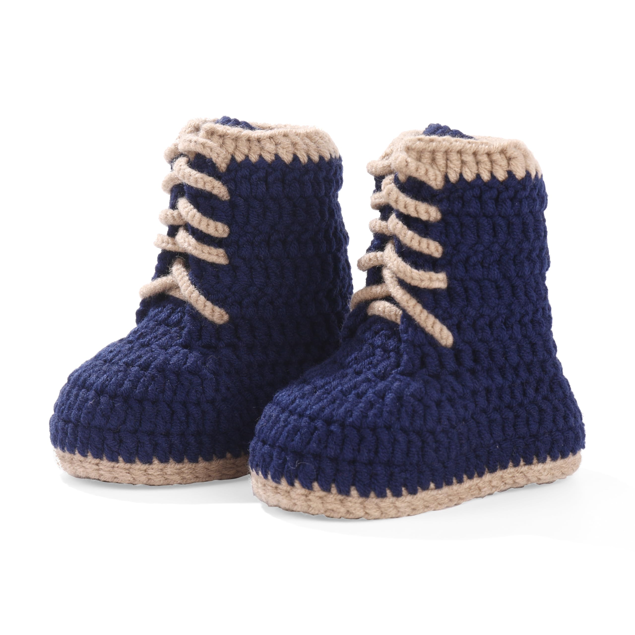 Handmade Infant Booties Crochet Baby Booties Knitted Baby Shoes Gift for New Born Baby Shower Annoucement (Navy)