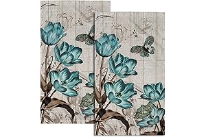 Giwawa Teal Tulip Spring Floral Decorative Bath Hand Towels