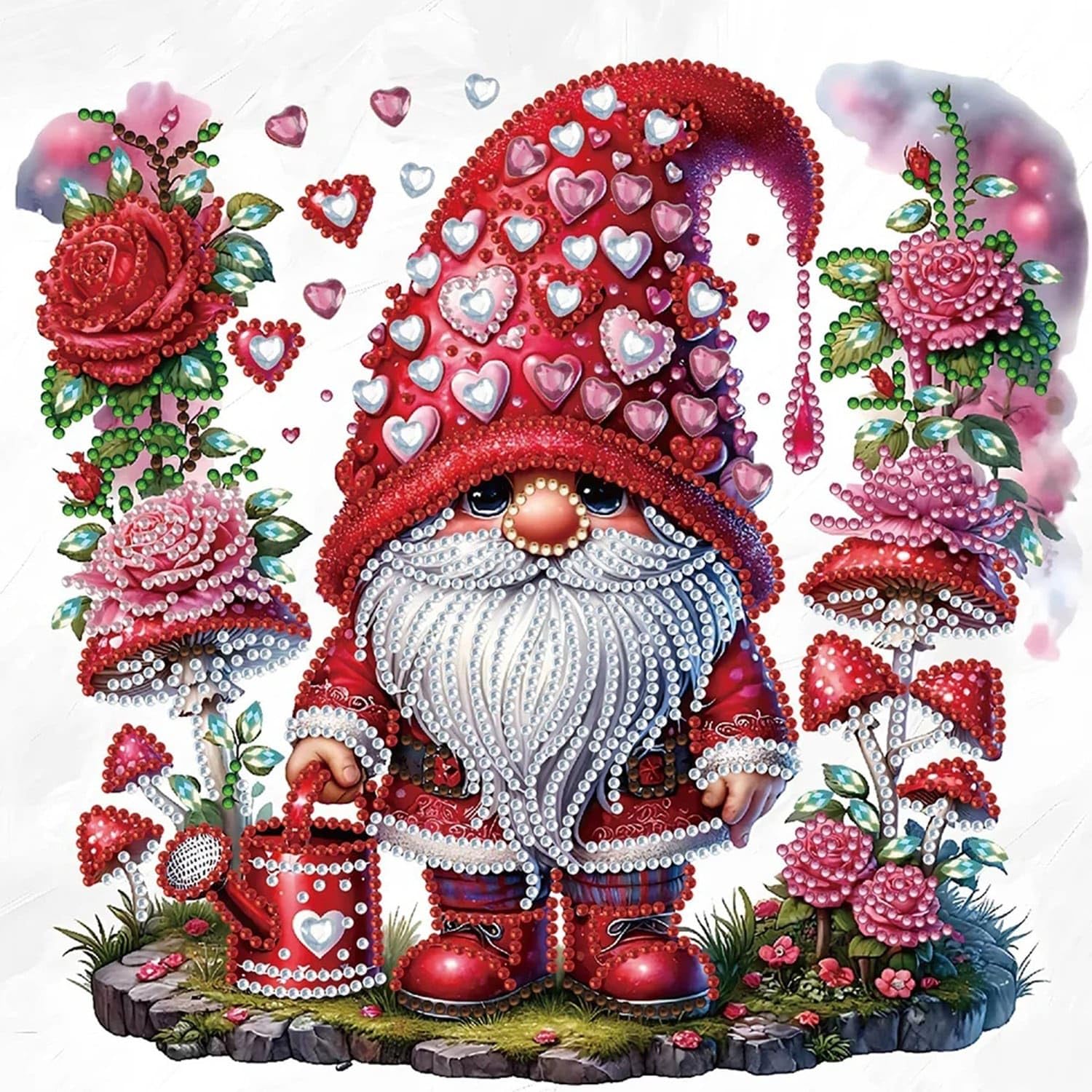 Syntego 5D DIY Love Hearts Gnome Diamond Painting Kit Crystal Rhinestone Canvas 30cm x 30cm