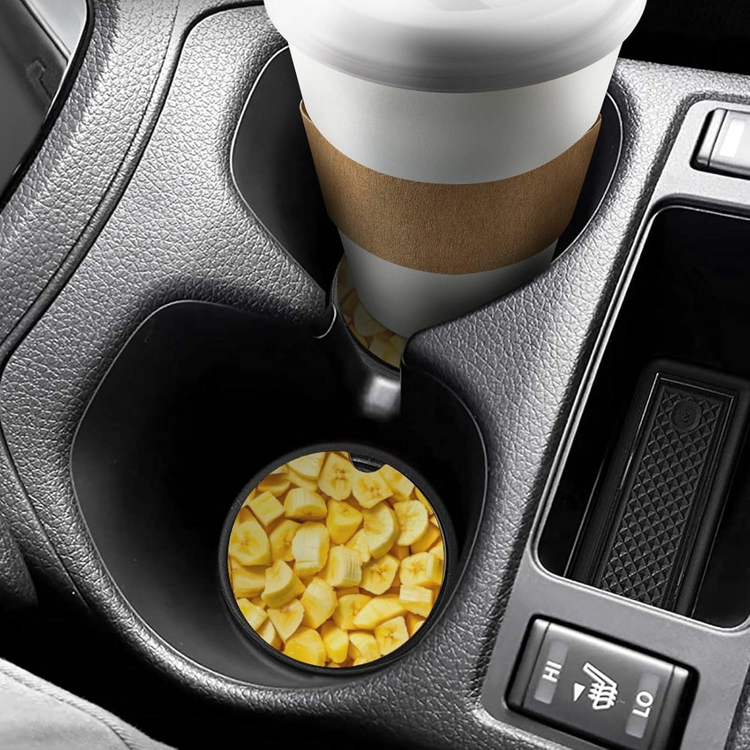 Banana Pieces Cute Car Coasters 2.56 Inch Absorbent Cup Holder for Drinks Auto Interior Accessories