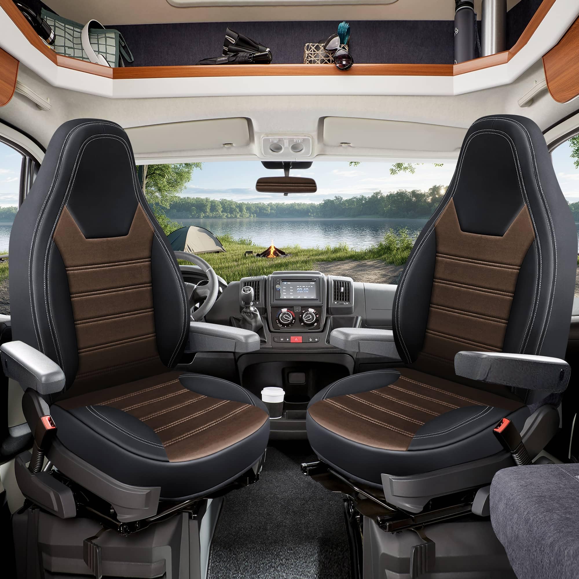 Wohnmobil Sitzbezüge & Schonbezüge für FIAT Ducato, Citroën Jumper & Peugeot Boxer | Passgenaue Vordersitzbezüge HW12 | Teilintegriert, Kastenwagen & Alkoven | Sitzbezug Fahrer & Beifahrersitz