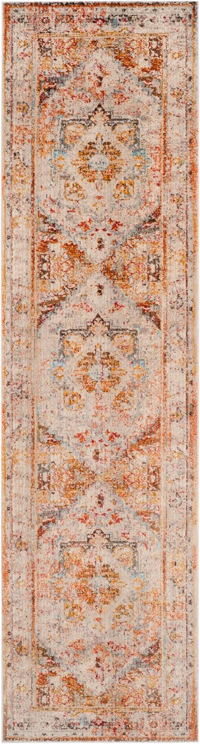 SAFAVIEH Persian Collection Runner Rug - 2'2" x 10', Cream & Multi, Oriental Distressed Design, Non-Shedding & Easy Care, Ideal for High Traffic Areas in Living Room, Bedroom (VTP438A)