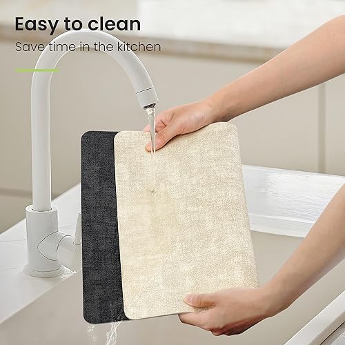 Miniatura 5 de Juego de 6 manteles individuales de piel sintética resistentes al calor, lavables, de doble cara, impermeables, lavables, con posavasos, adecuados