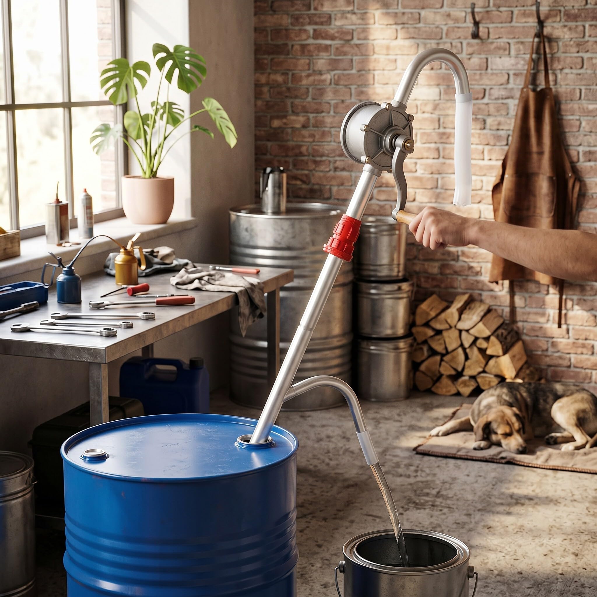 Pompetta Rotante a manovella, Pompa a Tamburo 'Olio a manovella, Kit Pompa Manuale Rotante per Carburante, Pompa a Mano in Lega di Alluminio Resistente per trasferimento Olio, Pompa a