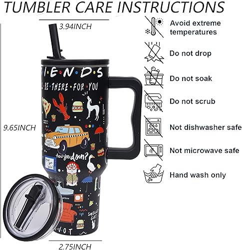 Miniatura 2 de Vaso de acero inoxidable de 40 onzas con tapa y pajita, regalos divertidos para programas de televisión, taza de café, taza de café aislada de doble