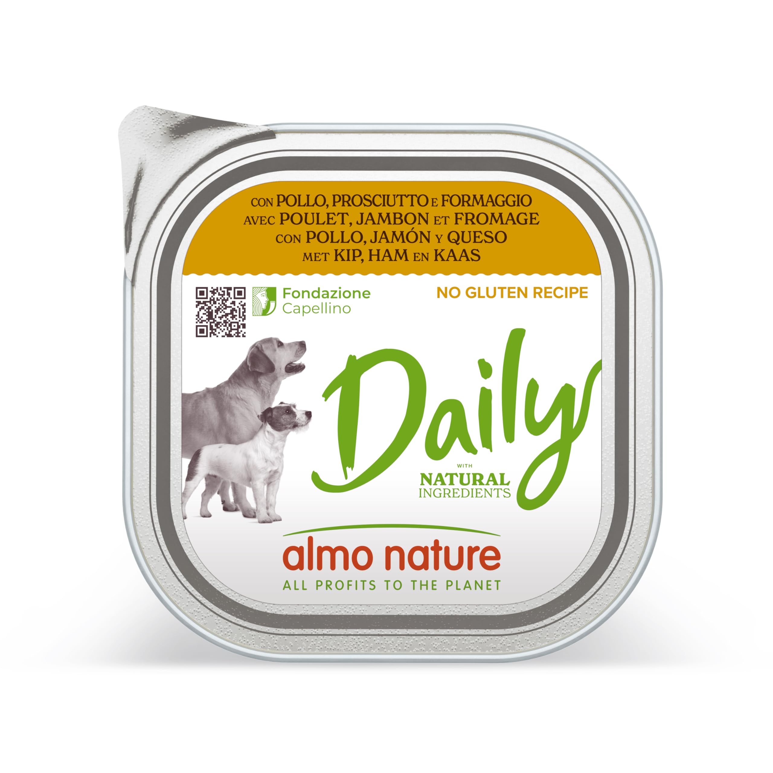 almo Nature Daily Menu Dog No Grain Paté con Pollo, Prosciutto e Formaggio, 9 x 300g