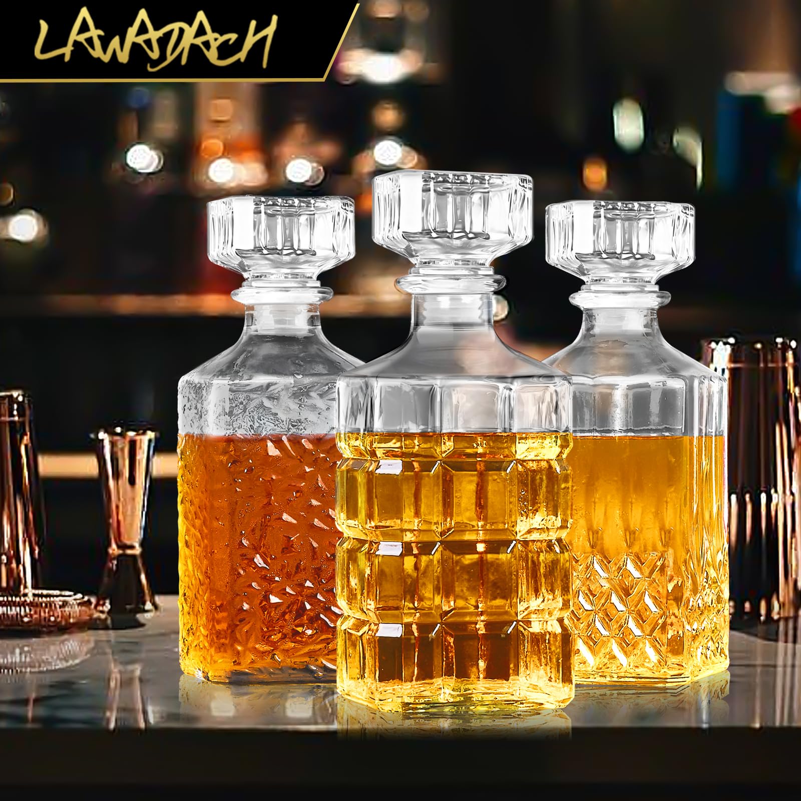 Amazon.com | 3PCS Whiskey Decanters, 33.8oz Liquor Decanter Set