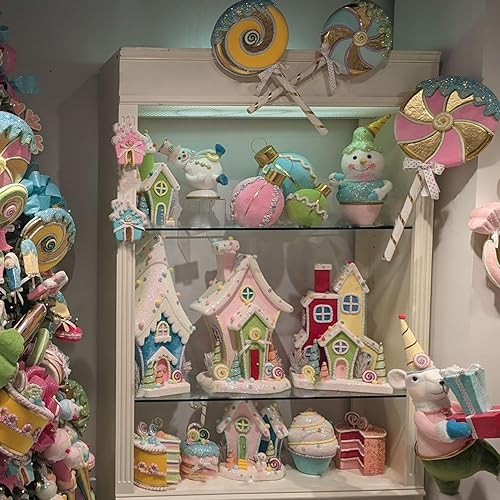 Miniatura 2 de December Diamonds Snow Cream Shoppe - Mesa de bola rosa de 10 pulgadas, decoración navideña