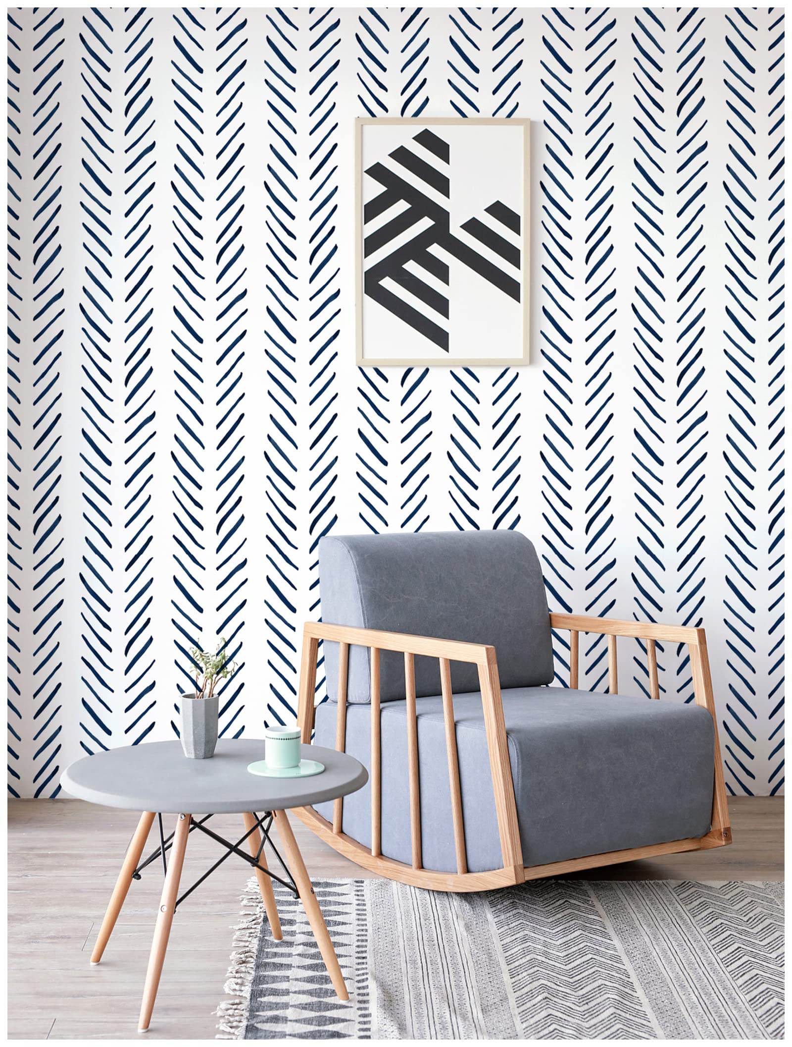 HAOKHOME Modern Striped Peel and Paste Wallpaper Herringbone Orange Vinyl self-Adhesive Decoration 17.7in x 9.8ft | Textured Removable Renter Friendly HAOKHOME Modern Striped Peel and Paste Wallpaper Herringbone Orange Vinyl self-Adhesive Decoration 17.7in x 9.8ft | Textured Removable Renter Friendly