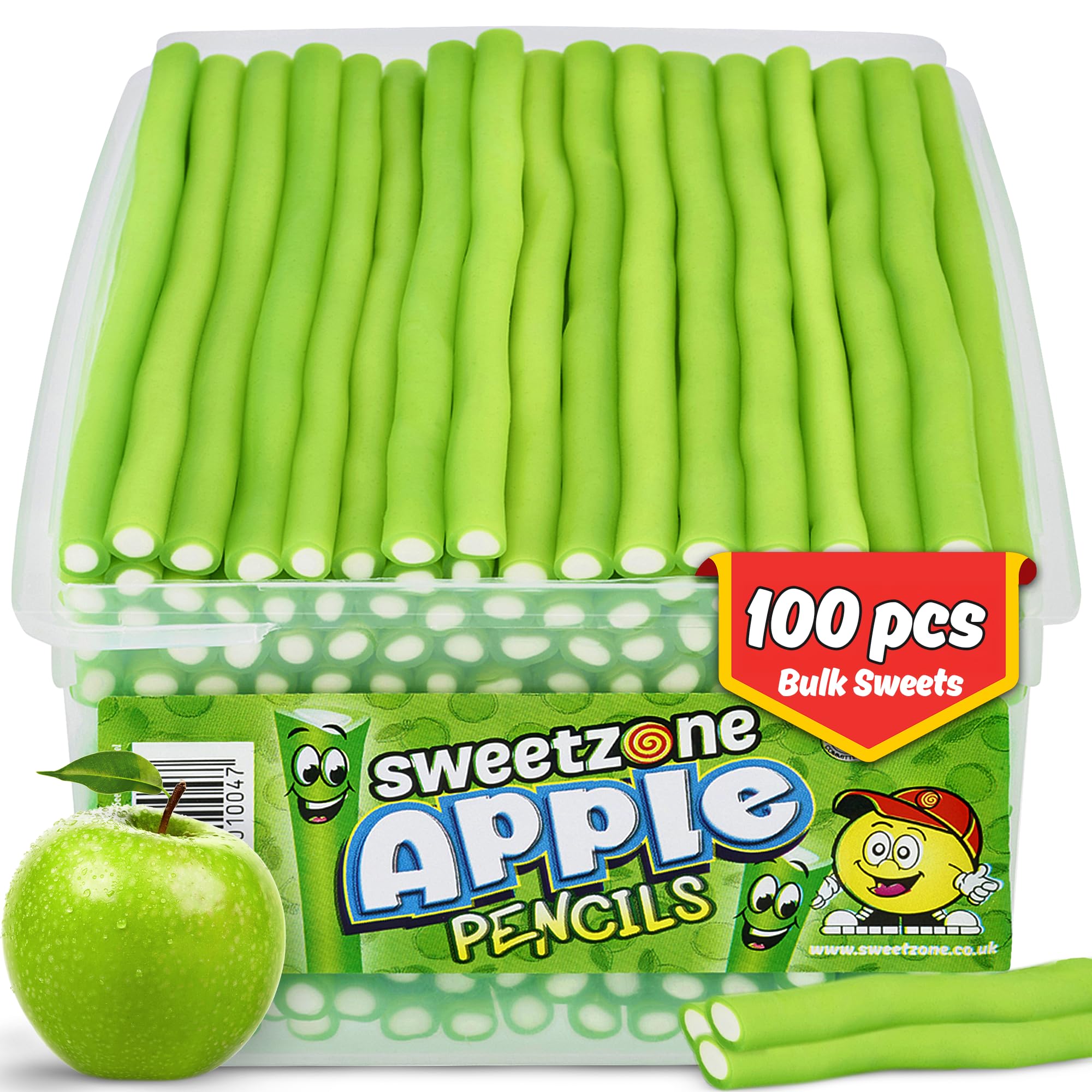Sweetzone Apple Pencils Sweets Tub, Pencil Sweets, 100 pc, Halal