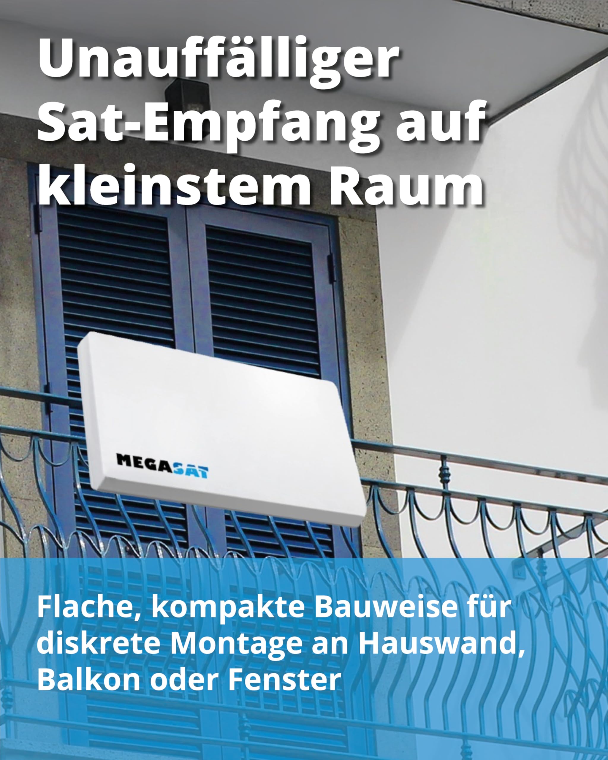 Megasat Flachantenne D1 Profi-Line Sat-Antenne 1 Teilnehmer Weiß Wechselbares LNB