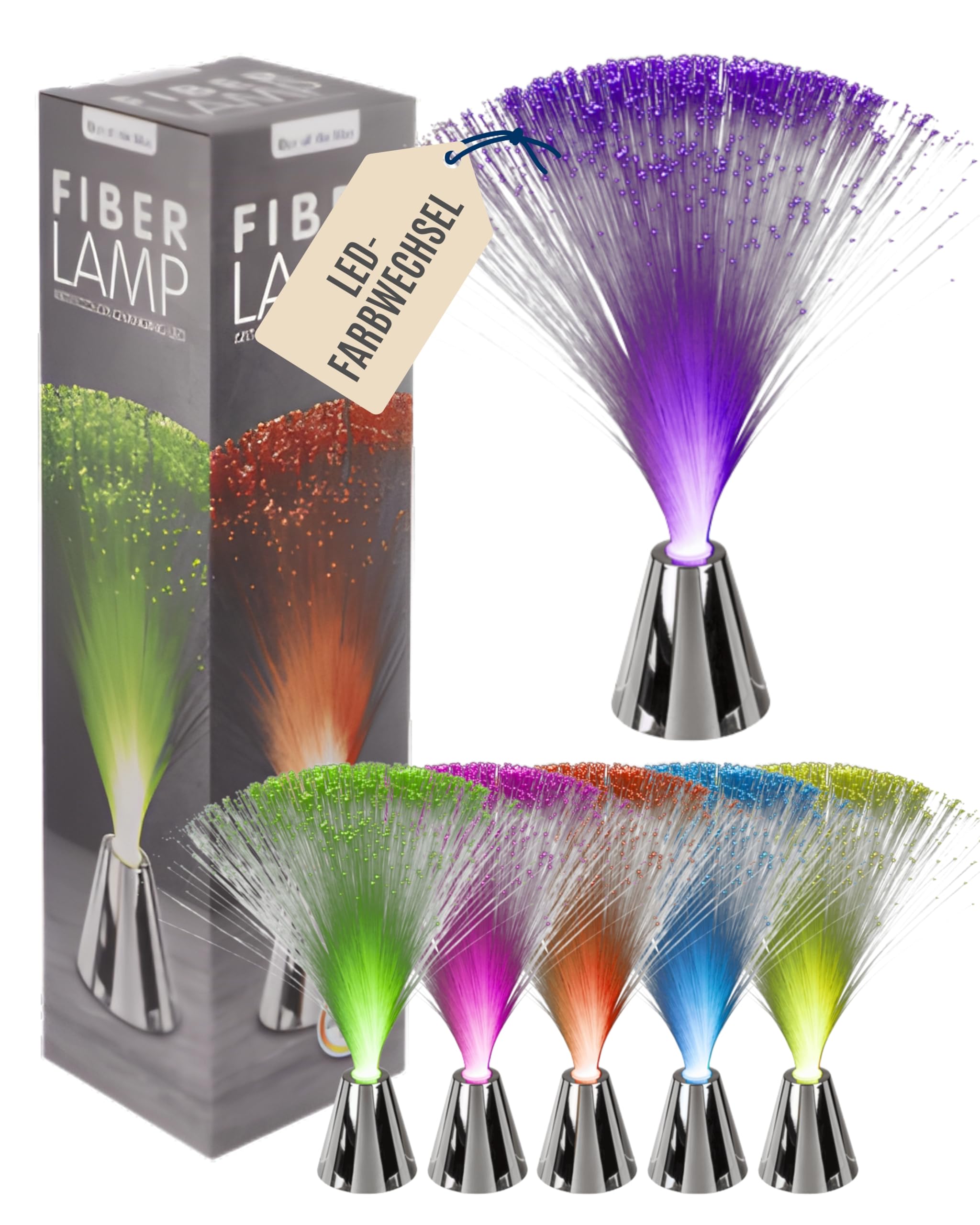 Plastic Fiber lamp with Chrome Base, ca. 30 cm