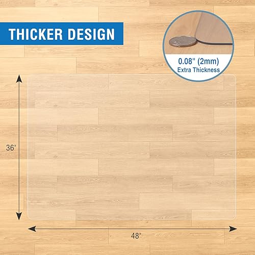 Miniatura 8 de Tapete transparente para silla, 36 x 28 pulgadas, tapete para silla de oficina para suelos duros, protector de suelo para silla de juegos, tapete
