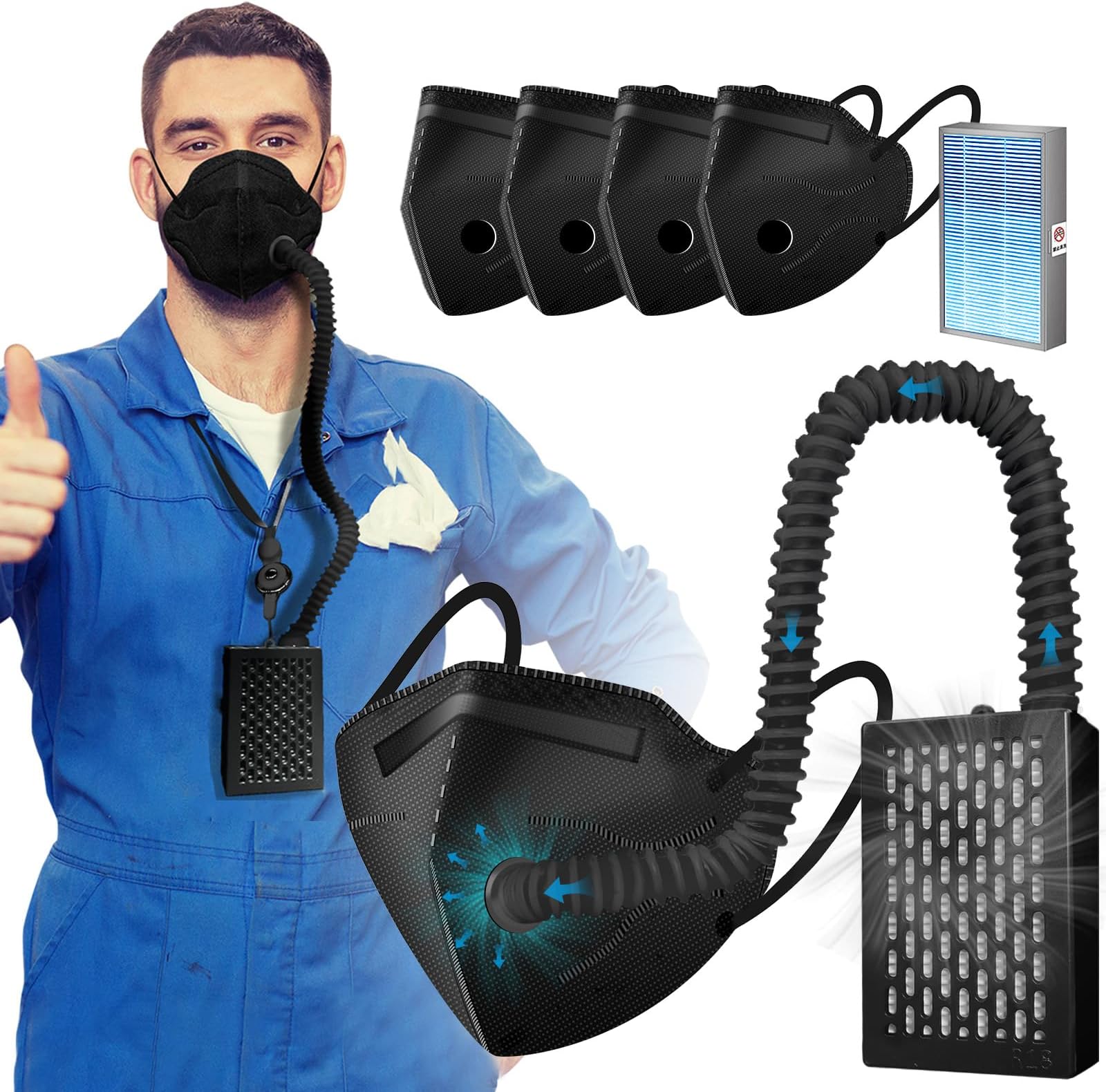 Breathe easier,Personal Wearable Air Purifiers,Reusable Portable Air Purifier with HEPA Filter,For Dust Work,Sawdust,Cycling,Running,Mountaineering, Outdoor Sports,Work Protection (Black)