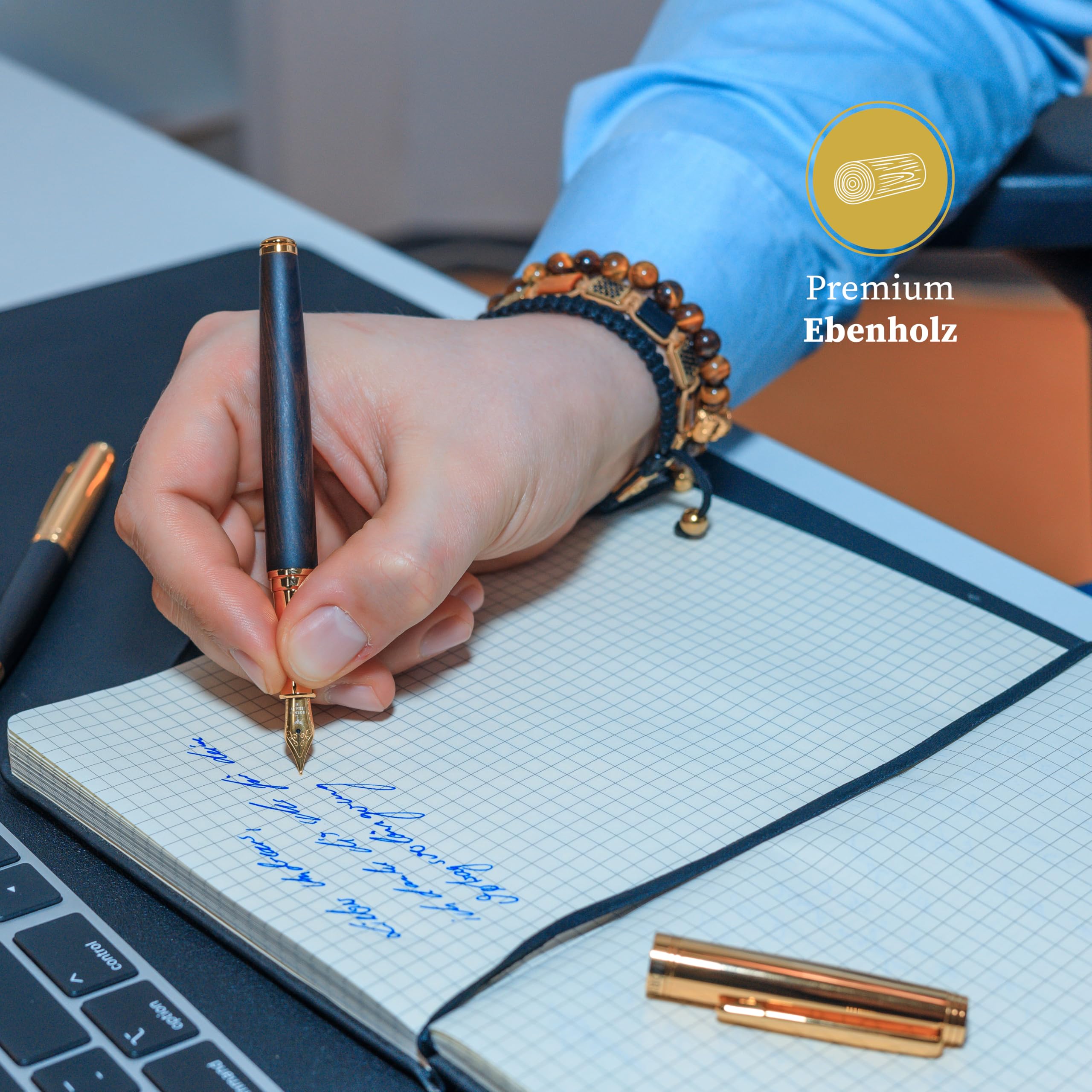 Hörner Legno - Hochwertiger Füllfederhalter Ebenholz inkl. Konverter I Premium Geschenkbox I Luxus Design I Edel Feder „Made in Germany“ I Attraktiver Stift für Herren und Damen I fountain pen