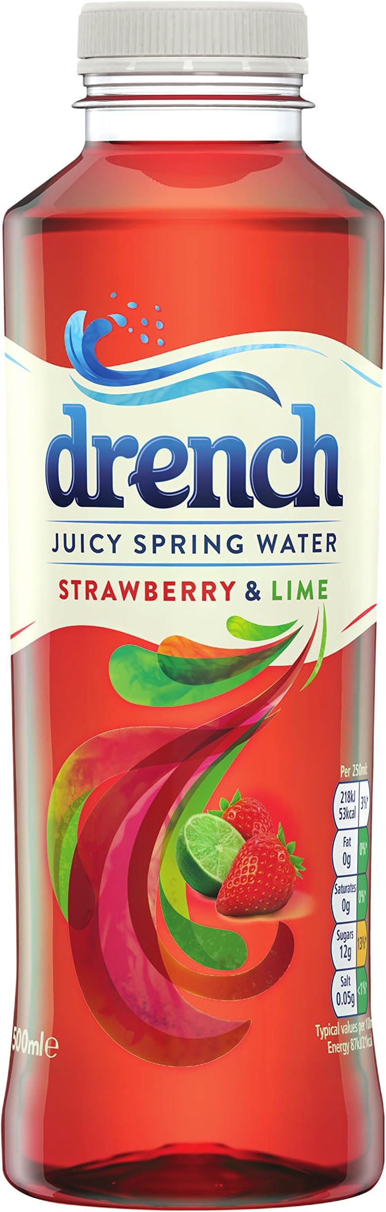 Drench Strawberry and Lime Juicy Spring Water,500ml (Pack of 12)