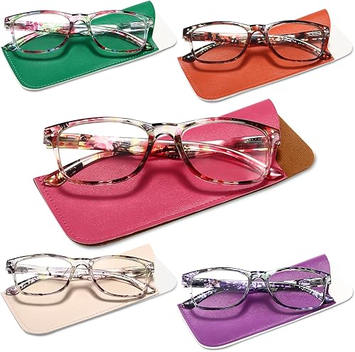 Reading Glasses Blue Light Blocking for Women, Computer Glasses Anti UVGlareFatigue Fashion Square Fake Eyeglasses