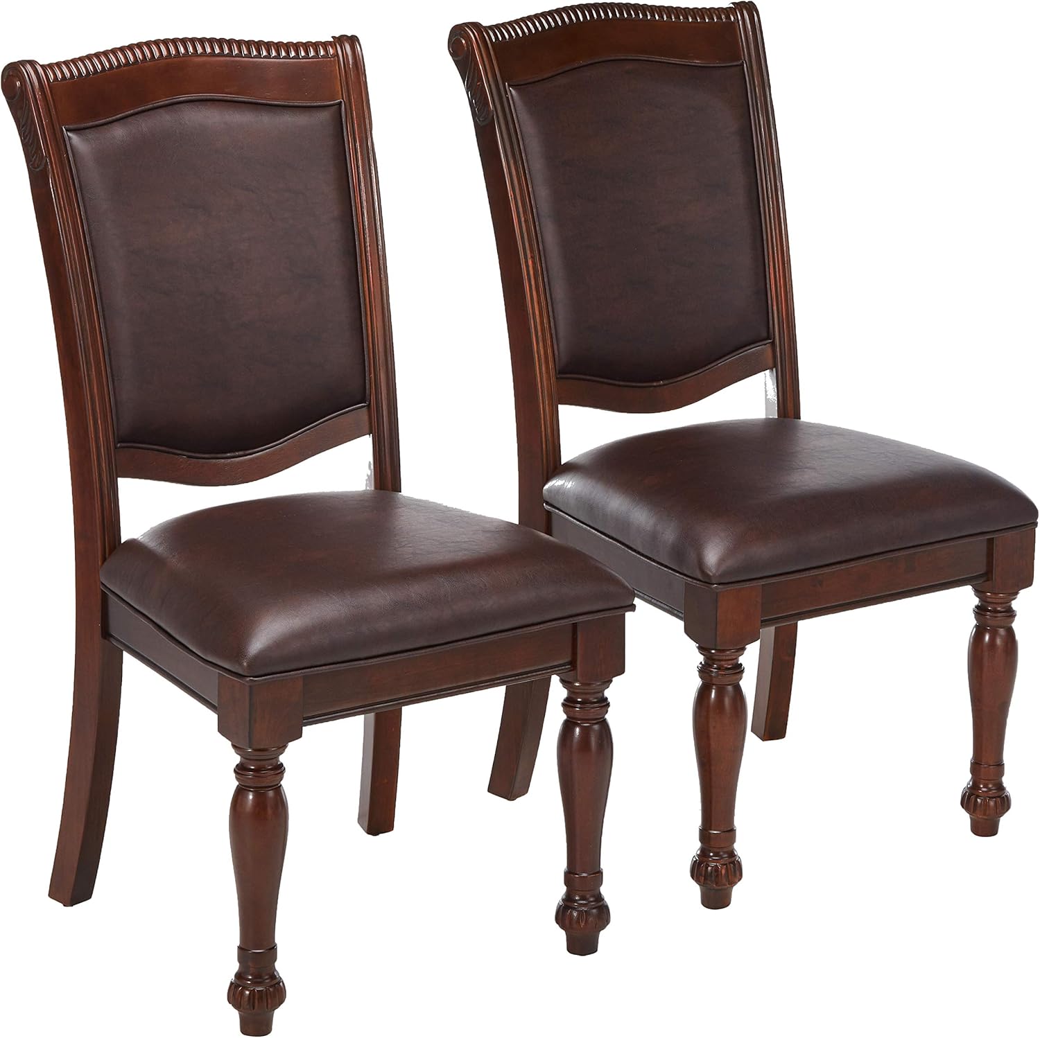 24/7 Shop at Home Rushmont Traditional Side Chairs, Set of 2, Brown Cherry and Espresso