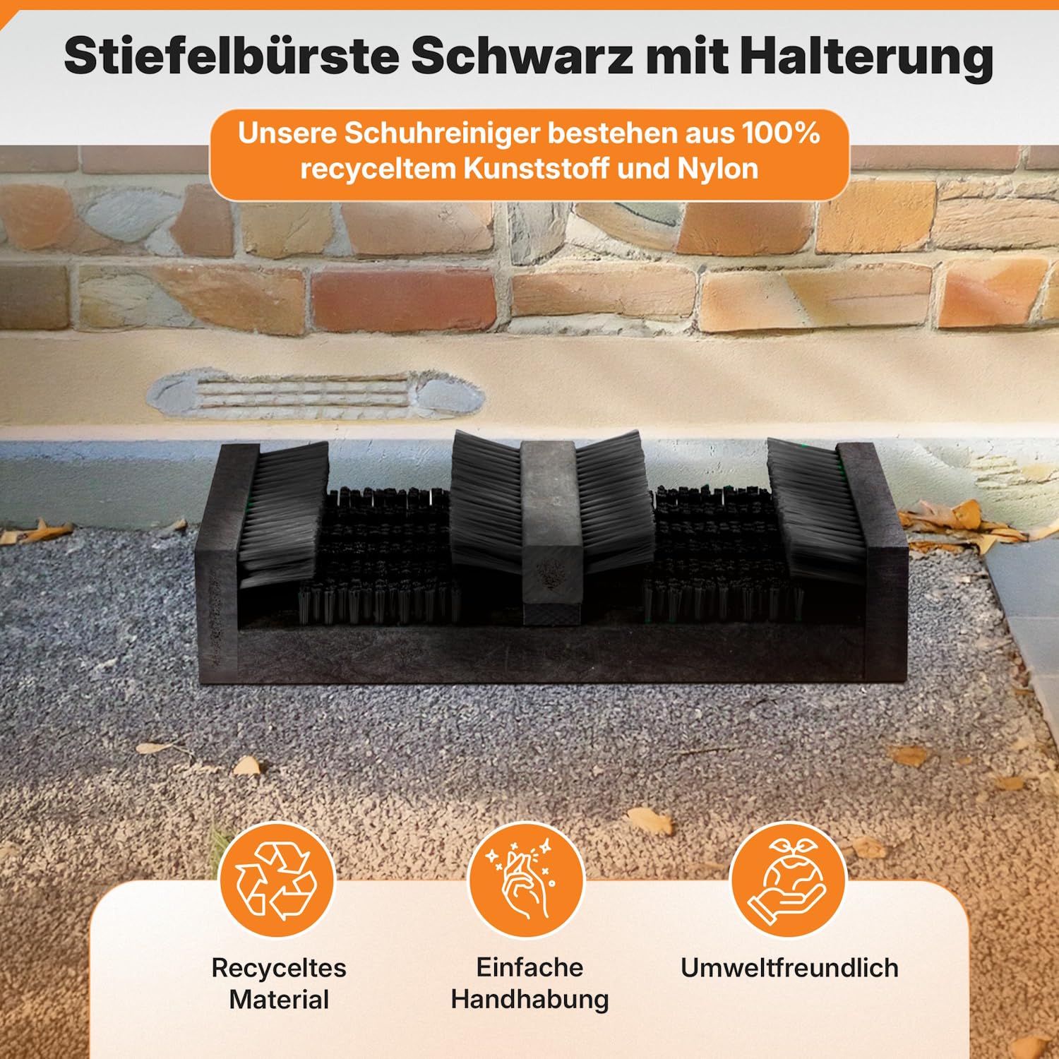 Borstelshop Schuhabstreifer Kunststoff - Fussabtreter Aussenbereich - Fußabtreter Außen - Robuster Schuhabstreifer Aussen Bürsten - Fußabstreifer - 50x30cm - Schwarz