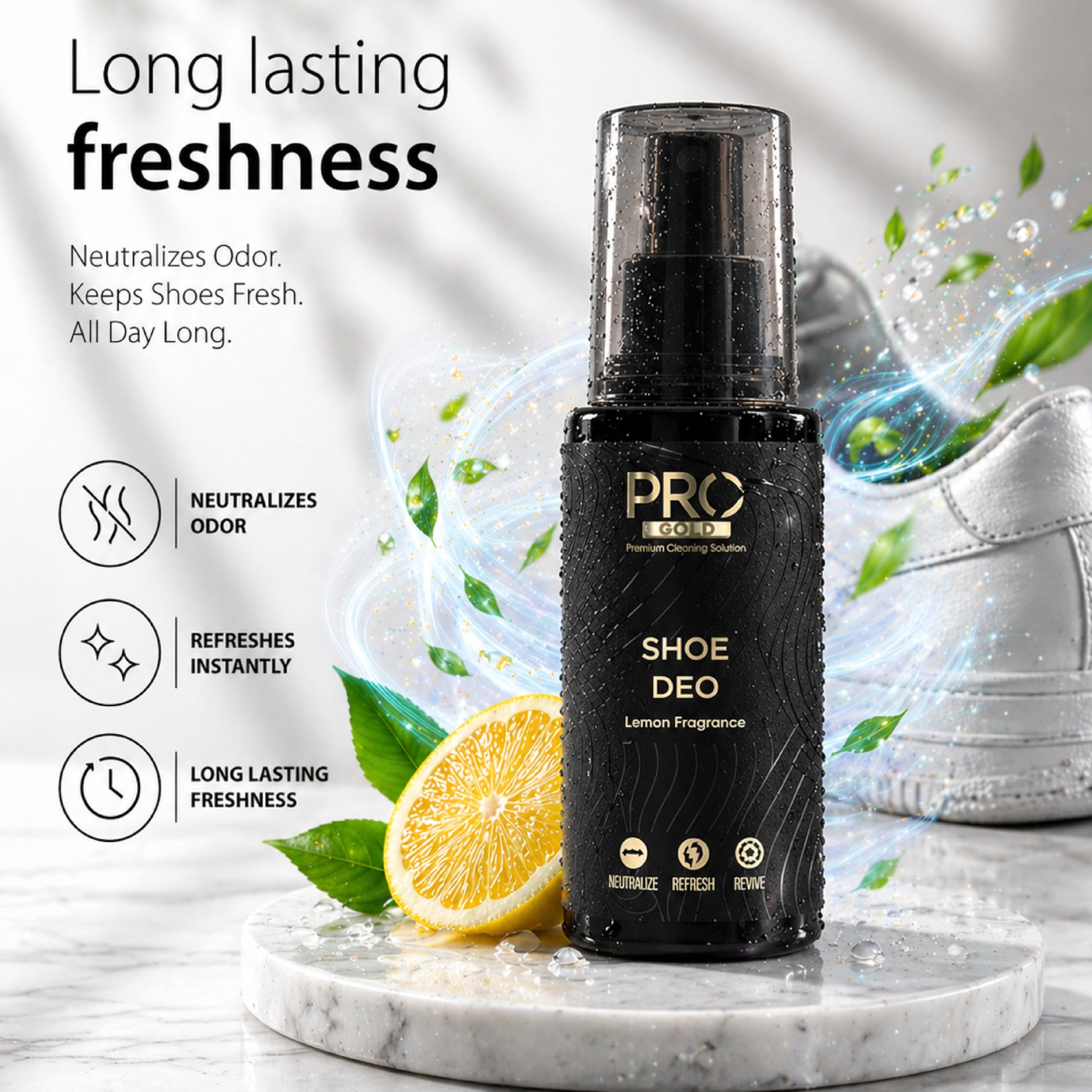 PRO Sneaker Cleaning Kit | Complete Shoe Cleaning Kit with Shampoo(150ml), Shoe Deo(150ml), Mini Brush and Microfiber Cloth 2