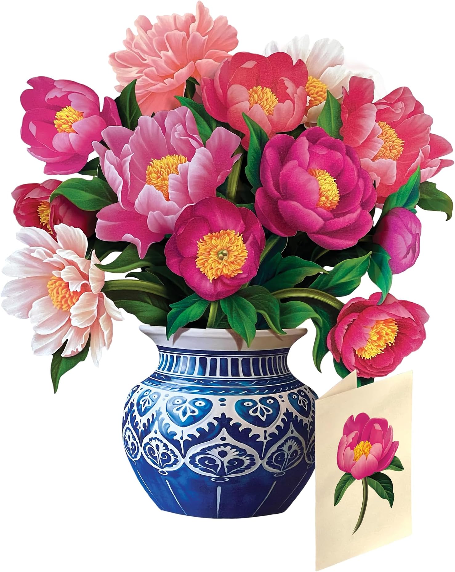 Freshcut Paper Peony Paradise 13 Inch Life-Sized 3D Pop Up Card – Birthday, Mothers Day, Thank You, Gifts for Mom and Her – Includes Notecard and Envelope