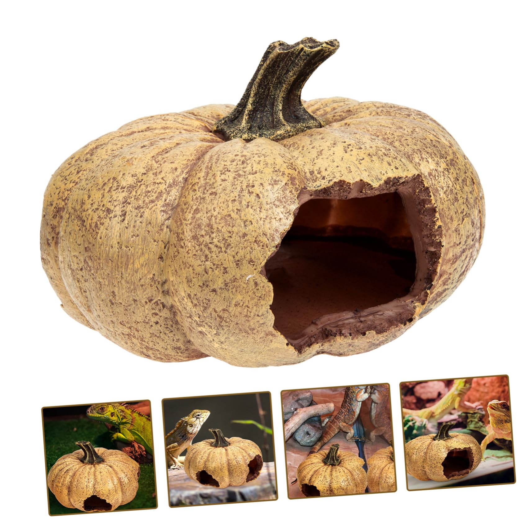 HANABASS Decorative Pumpkin Reptile Hideout Per Rettili e Terrari Accessorio Per Decorazioni Terrario Resistente All Idea Per Rettili