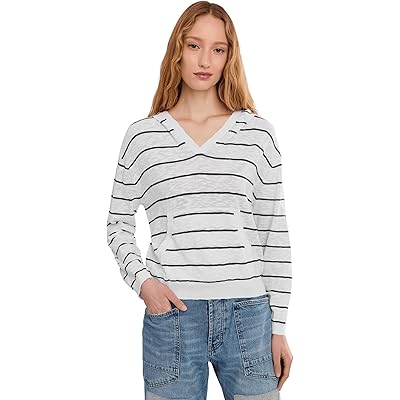 Mod-o-doc Long Sleeve Striped Hoodie Sweater white/vibrant navy