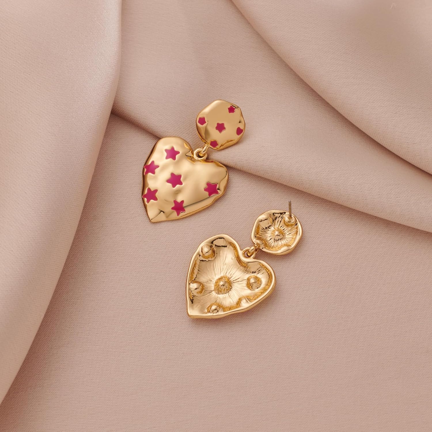 Heart Earrings for Women Pink Dangle Earrings Fashion Statement Jewelry - Image 3