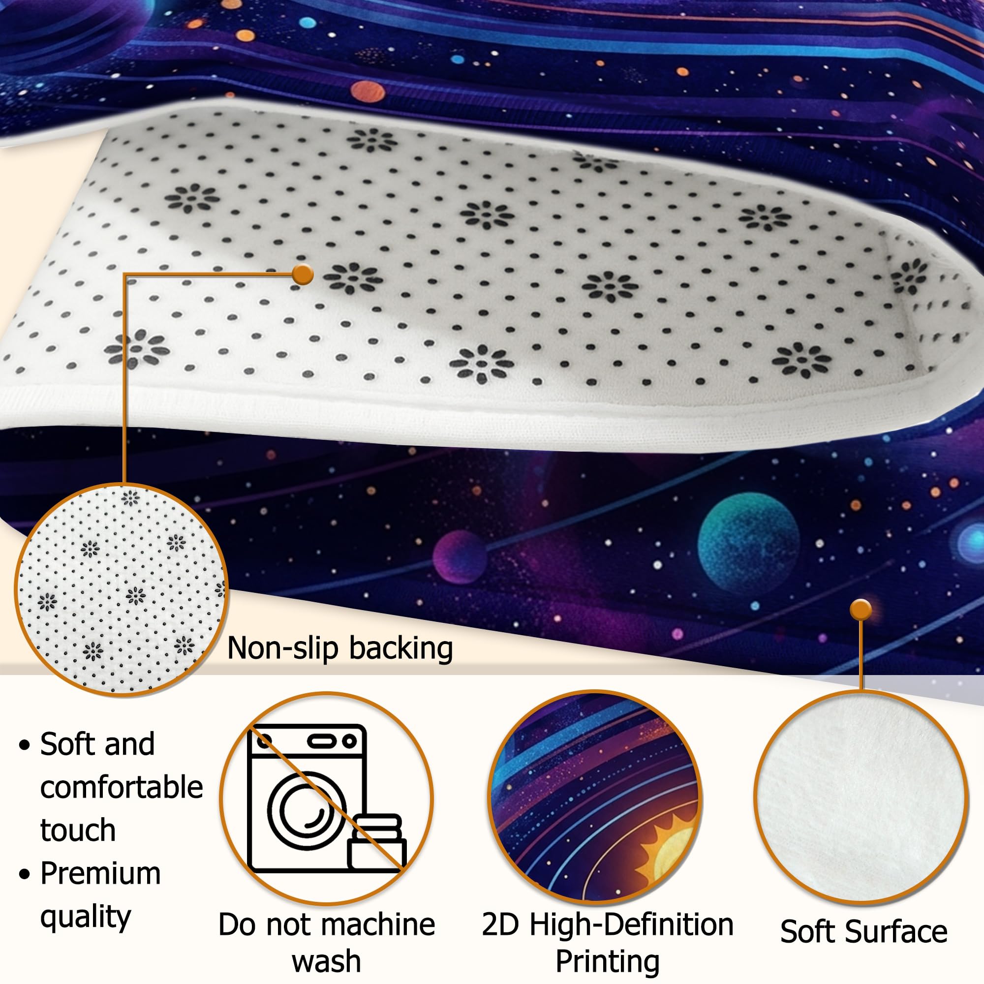 Alfombra de área para el sol, planetas futuristas cósmicos, galaxia N/A, violeta de pelo bajo, esponja, para el hogar, alfombra con estampado rectangular para sala de estar, dormitorio, decoración de