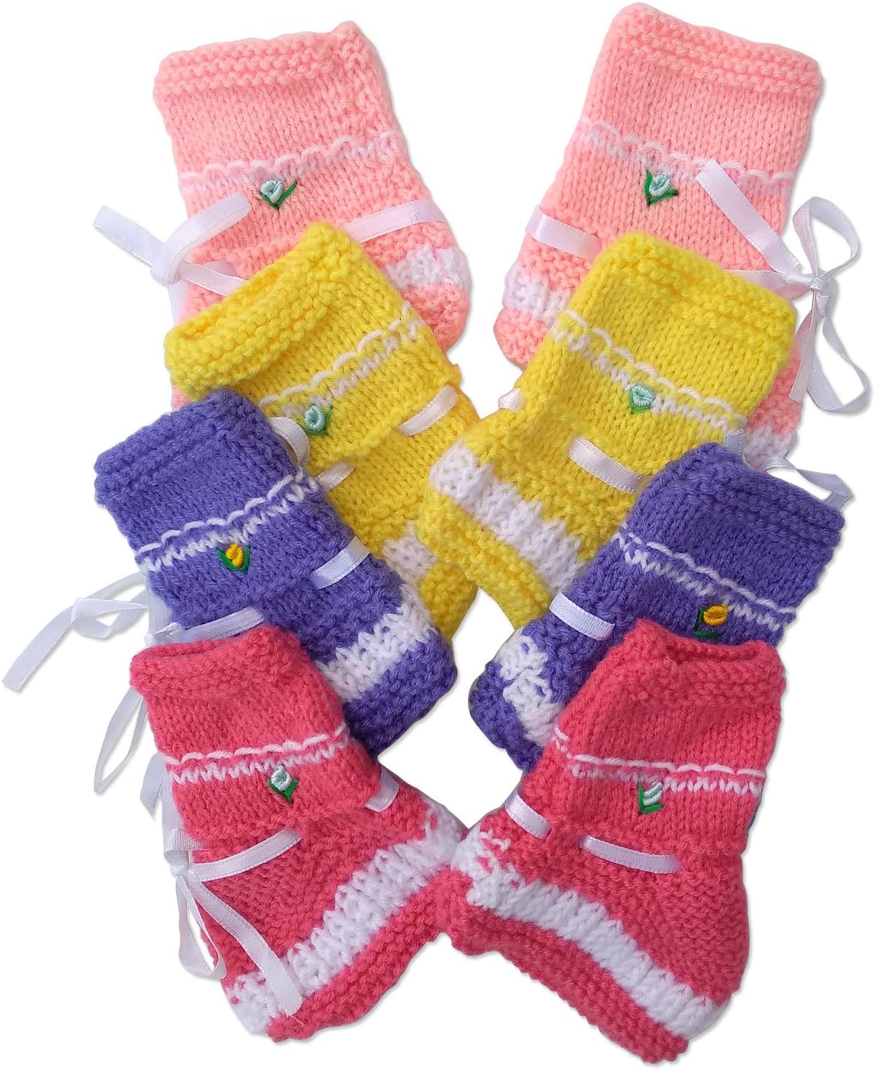 KIDSKASoft Woolen Socks for New Born Baby/Newborn Babies Socks (Multicolor, 0-6 Months) Pack of 4
