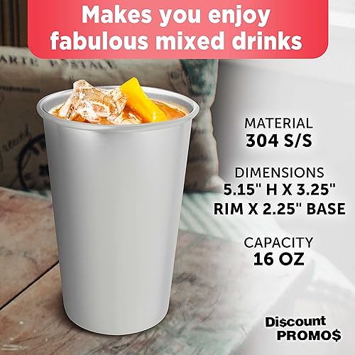 Miniatura 12 de Custom Stainless Steel Mixing Glasses 16 oz Set of 10, Personalized Bulk Pack - Single Wall, Perfect for Hotels, Restaurants, Bars and Even Party