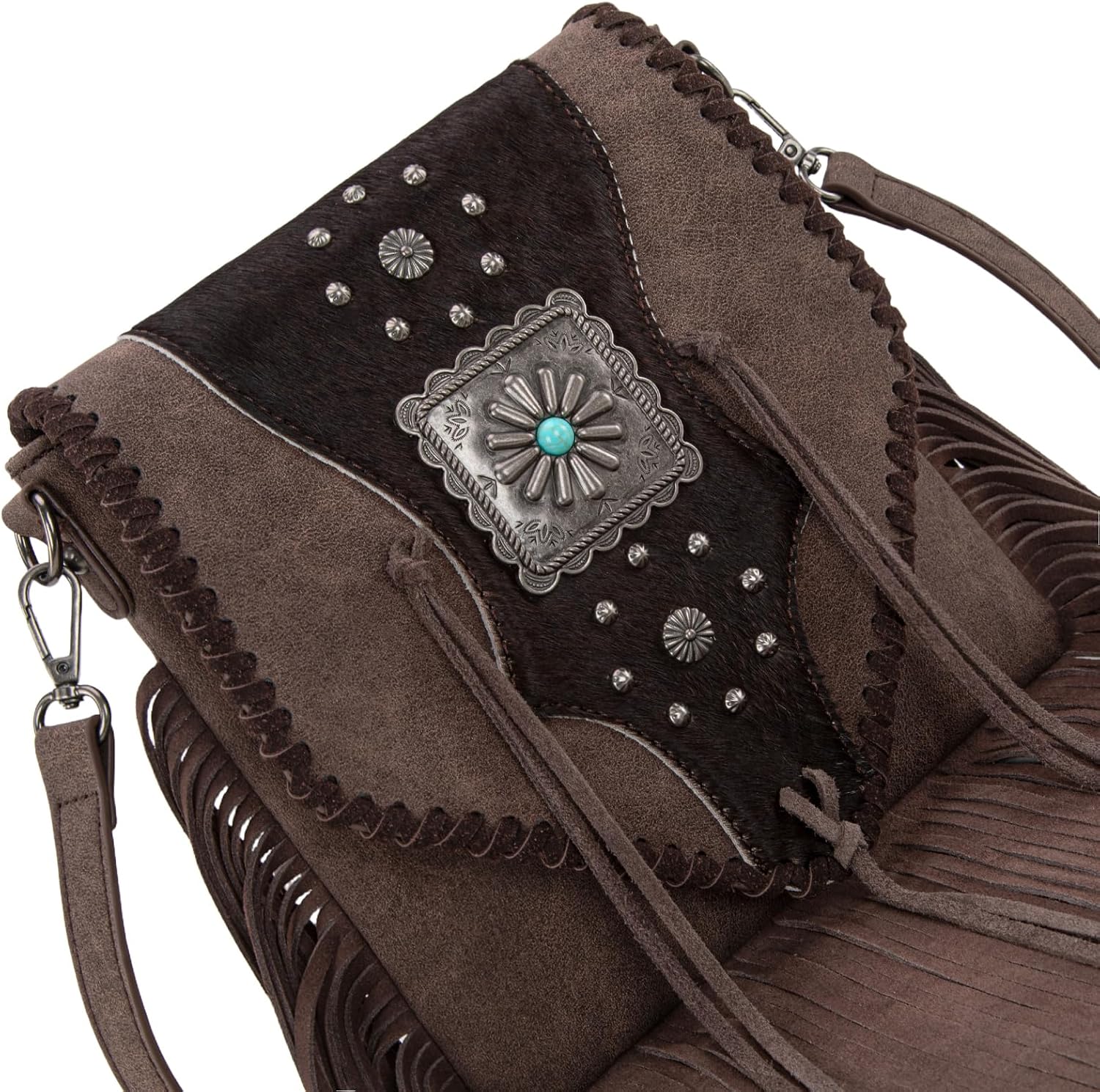Trinity Ranch Crossbody Bags for Women Fringe Hair-On Cowhide Westen Purse