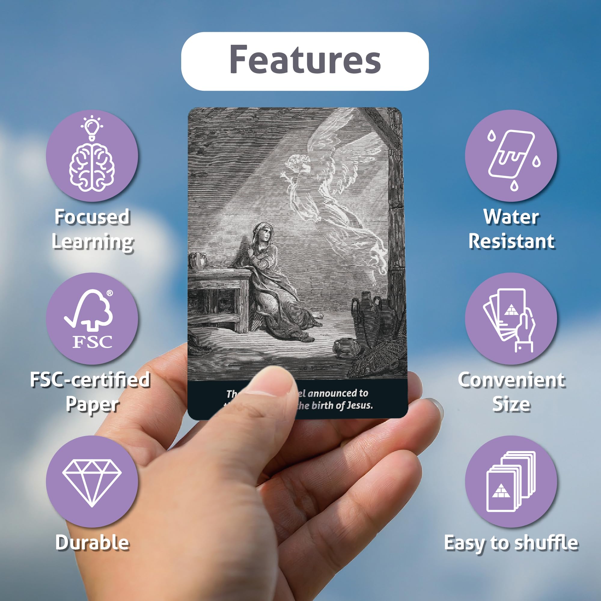 CARDDIA | Books of the Bible Flash cards (2025 Edition) | Woodcut Illustrations, Color-Coded Divisions & Key Facts | Perfect for Bible Study, New Christians & Meaningful Christian Gifts - Image 4