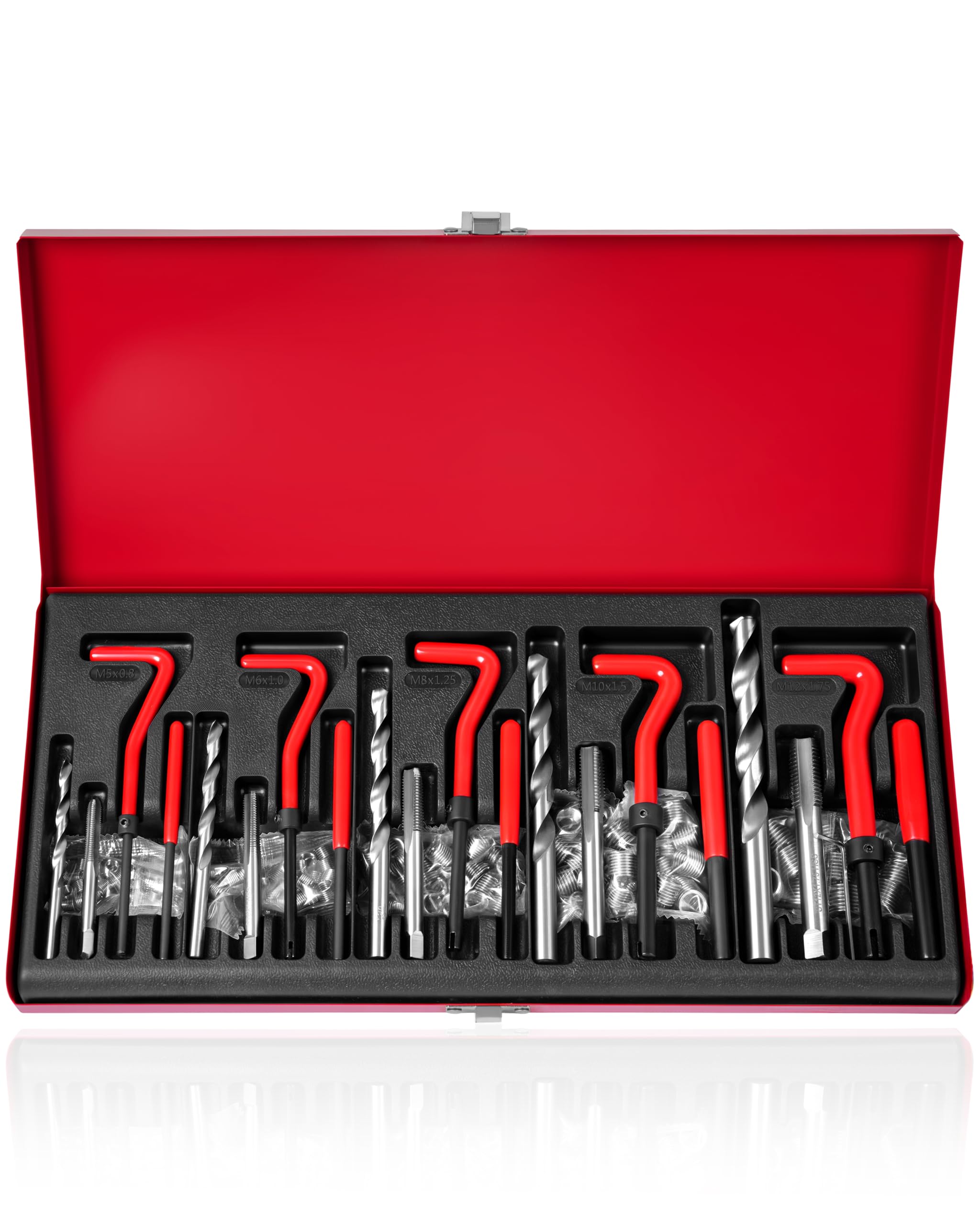DAYUAN Juego de Reparación de Roscas Kit Helicoil 131 Piezas M5 M6 M8 M10 M12