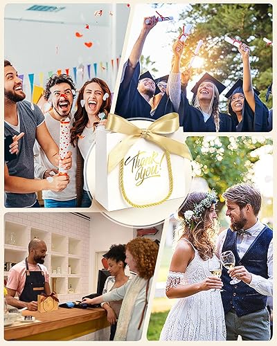 Miniatura 6 de Paquete de 30 bolsas de regalo de agradecimiento con asas de 5.5 x 2.4 x 4.7 pulgadas, pequeñas bolsas de regalo con cinta de lazo, bolsas de regalo