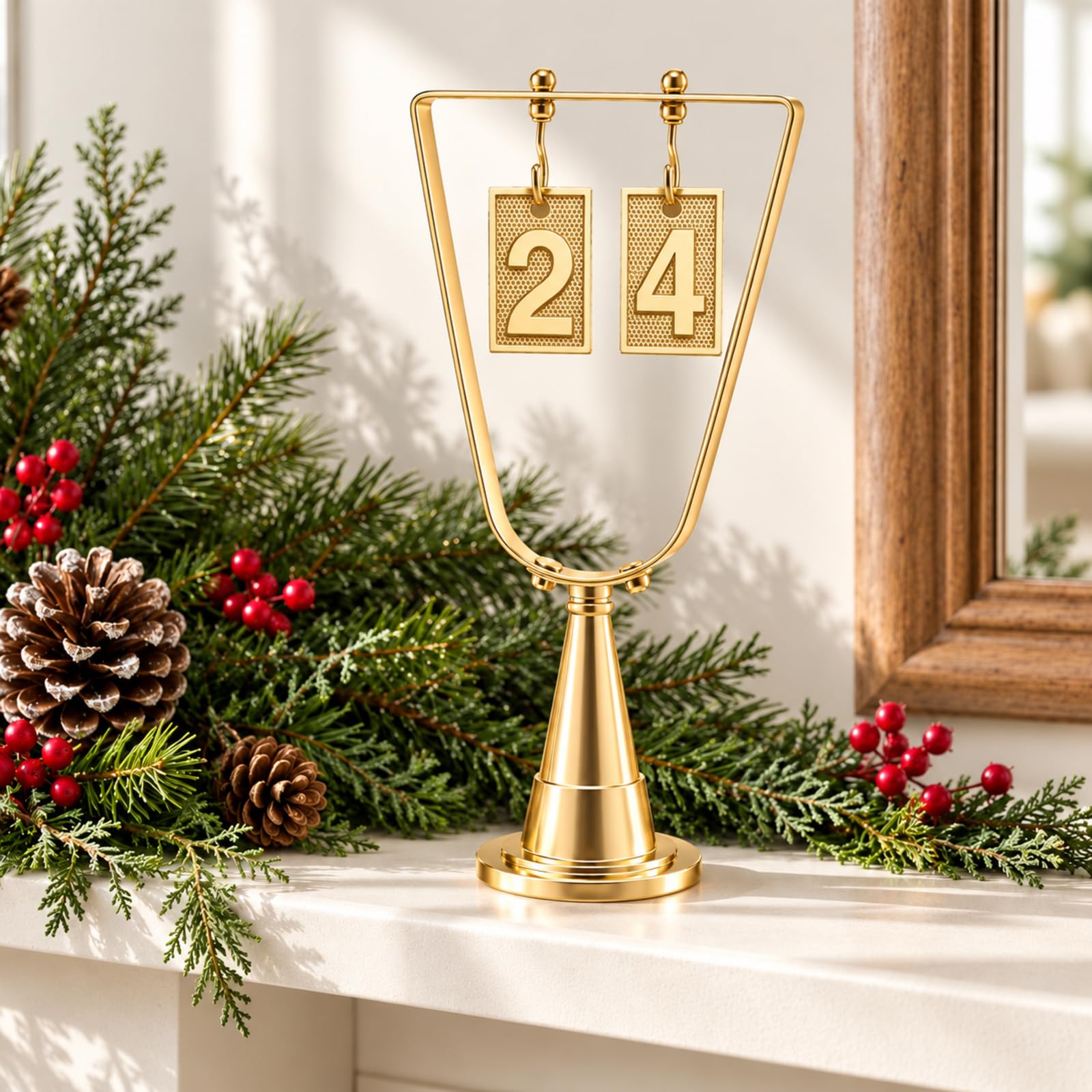 Frienda 2026 Metal Christmas Countdown Calendar 9.8" Advent Copper Bell Calendar with Interchangeable Number Plates Gold Christmas Table Decoration for Desktop Home Office Mantel Holiday Xmas Gift