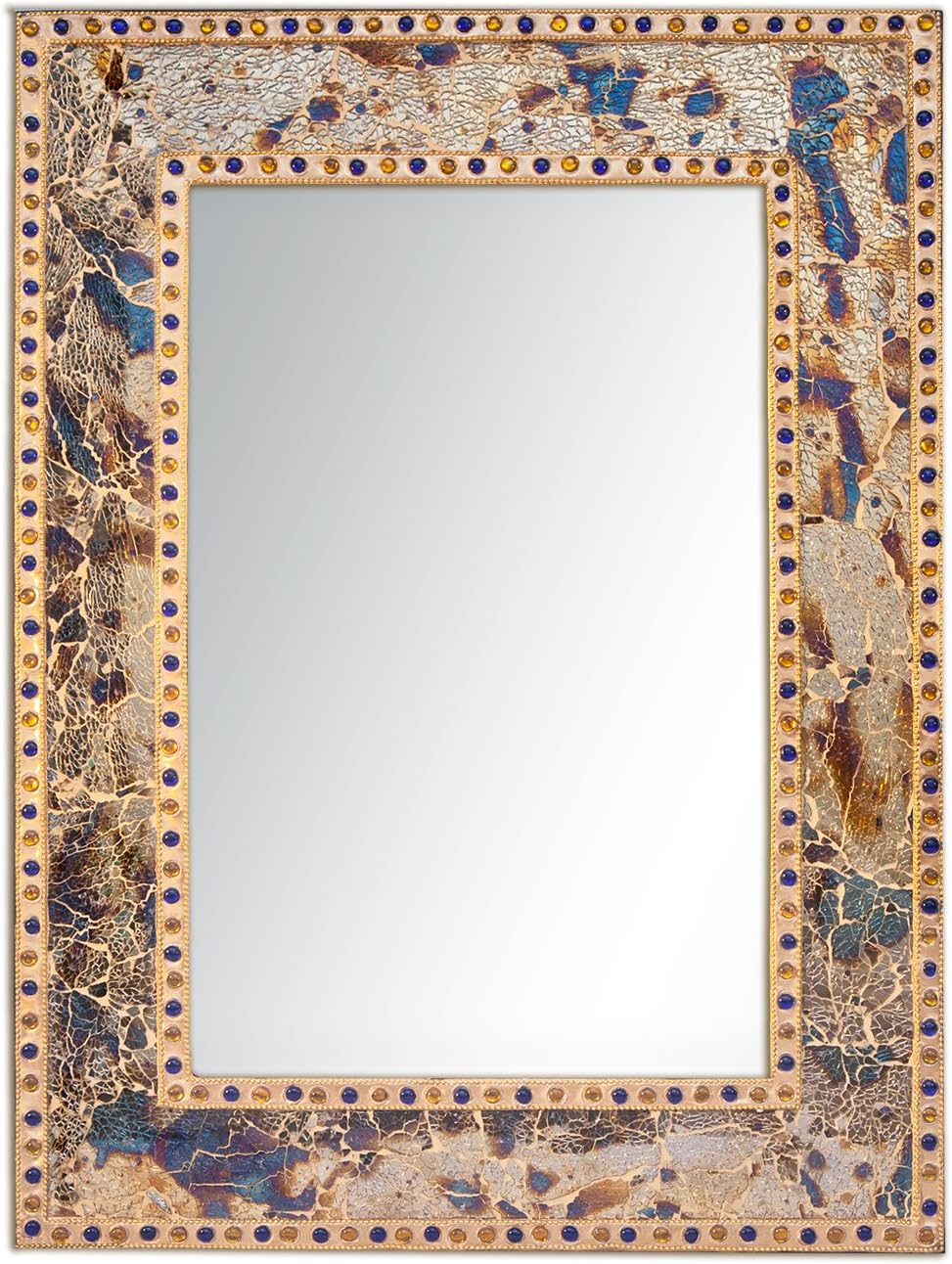 DecorShore 24" x 18" Crackled Glass Jewel Tone Mosaic Wall Mirror, Framed Rectangular Decorative Vanity Mirror, Accent Mirror, Gemstone Look (Fired Gold) : Home & Kitchen